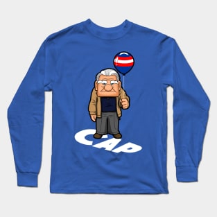 Cap Up Movie Old Man Superhero Captain Funny Parody Long Sleeve T-Shirt